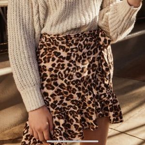 UO leopard ruffle animal print skirt